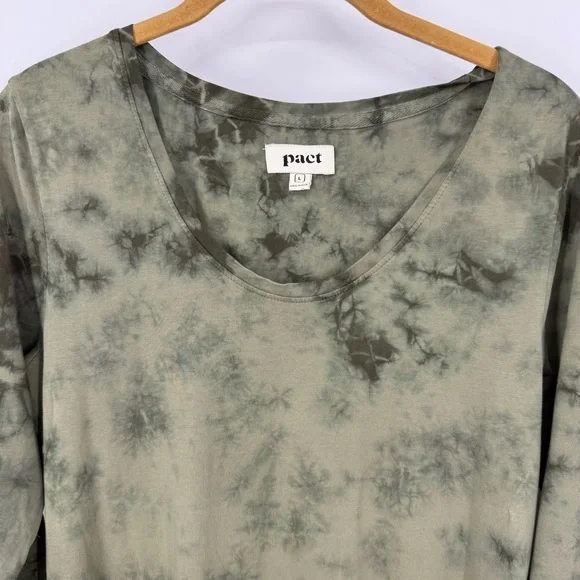 Pact Far Out T-shirt Olive Tie-Dye Women's Dress L - Picture 7 of 9